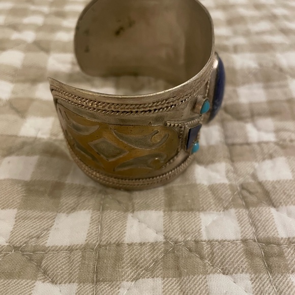 Silver Cuff Bracelet with Blue and Turquoise Accents - Picture 4 of 6